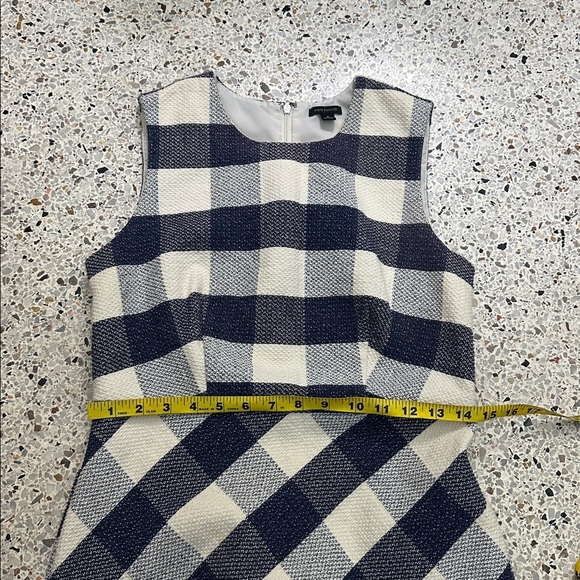 Ann Taylor blue ivory gingham plaid shift dress back zip 6 - Picture 5 of 8